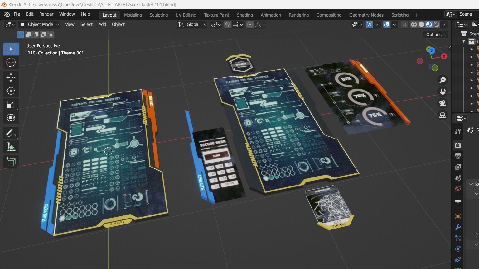 Sci Fi Tablet Low-poly 3D model_3