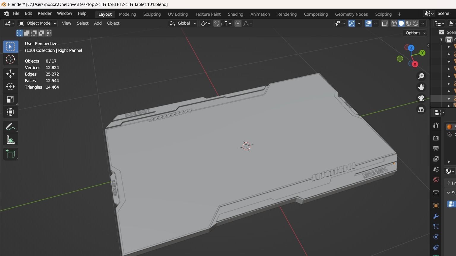 Sci Fi Tablet Low-poly 3D model_2
