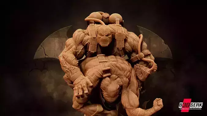 Bane and Batman Diorama Sculpture ready for printing