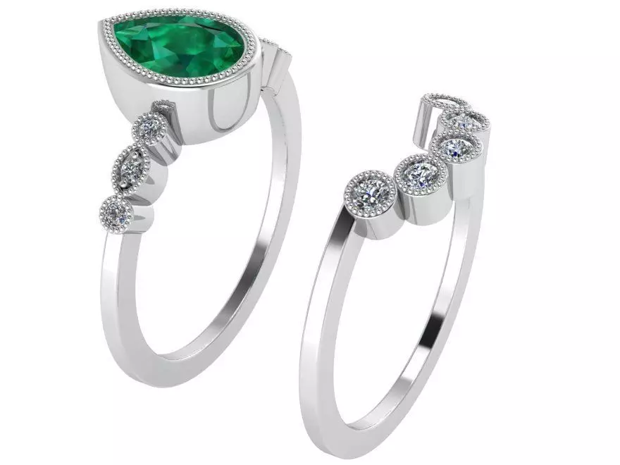 Pear Wedding Ring Set 0600 3D print model