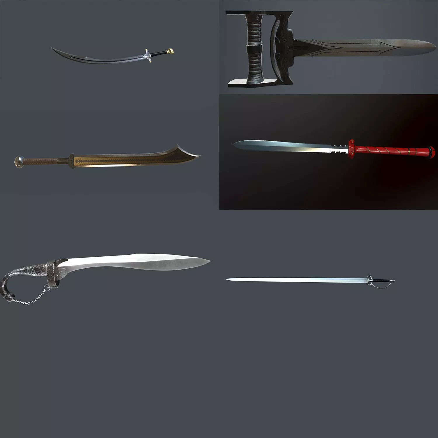 Medieval swords  for  games 3D model_0