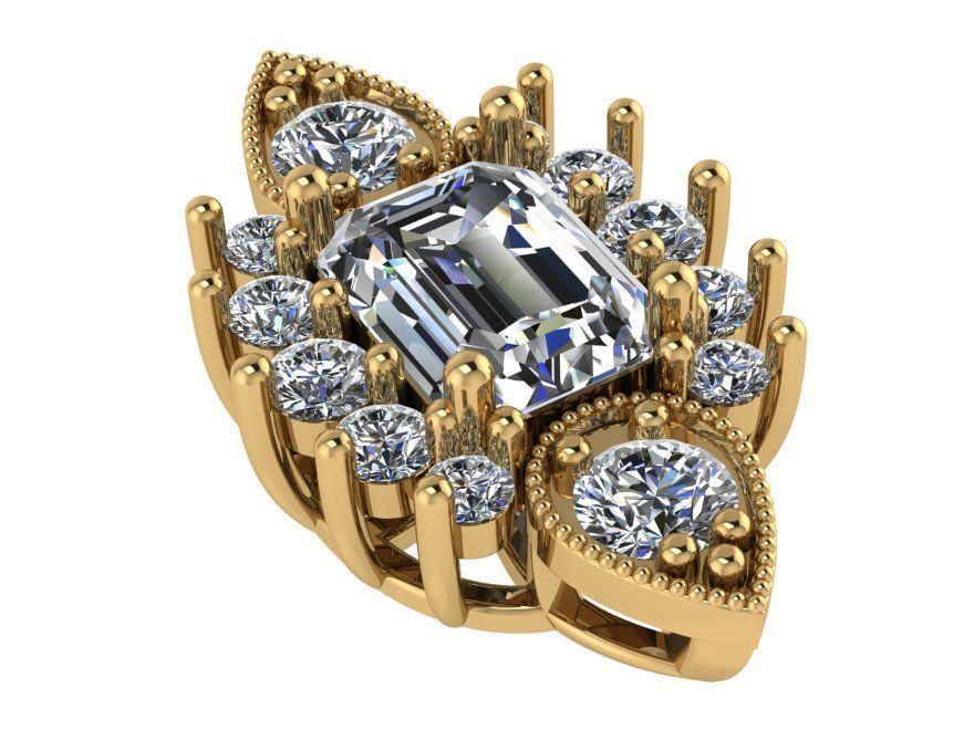 Diamond Cluster Pendant 0602 3D print model_1