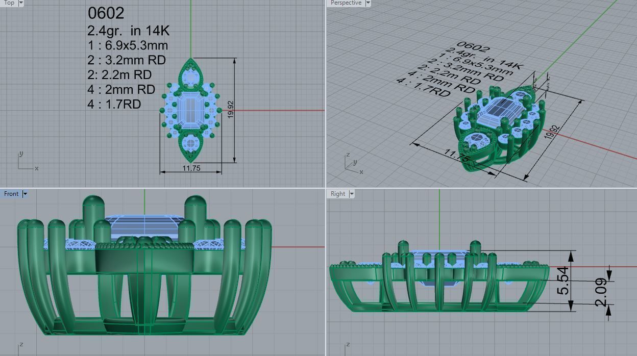 Diamond Cluster Pendant 0602 3D print model_4