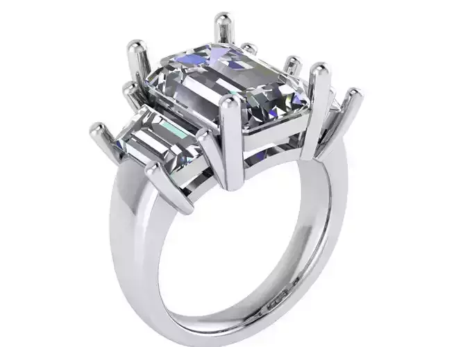 3 Stone Basket Setting Ring 0605