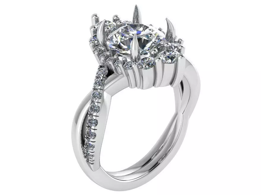 Marquise Halo Twisted Ring 0609 3D print model