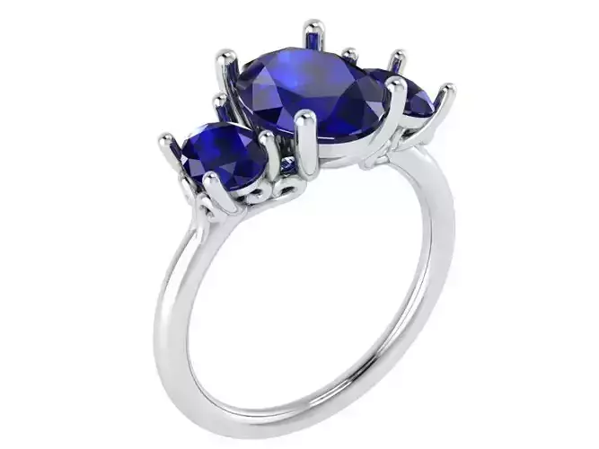  3 Stone Oval Ring 0617