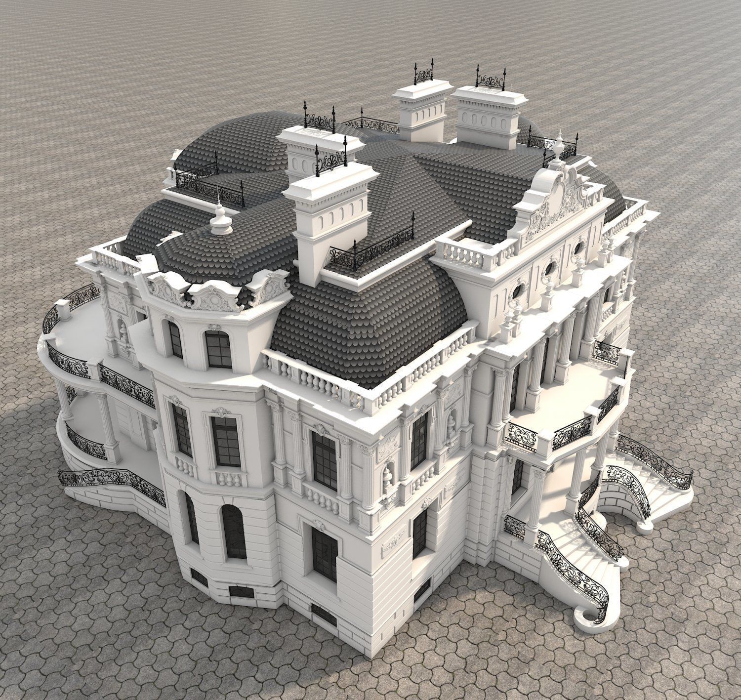 European Style Villa 2 3D model Low-poly 3D model_22