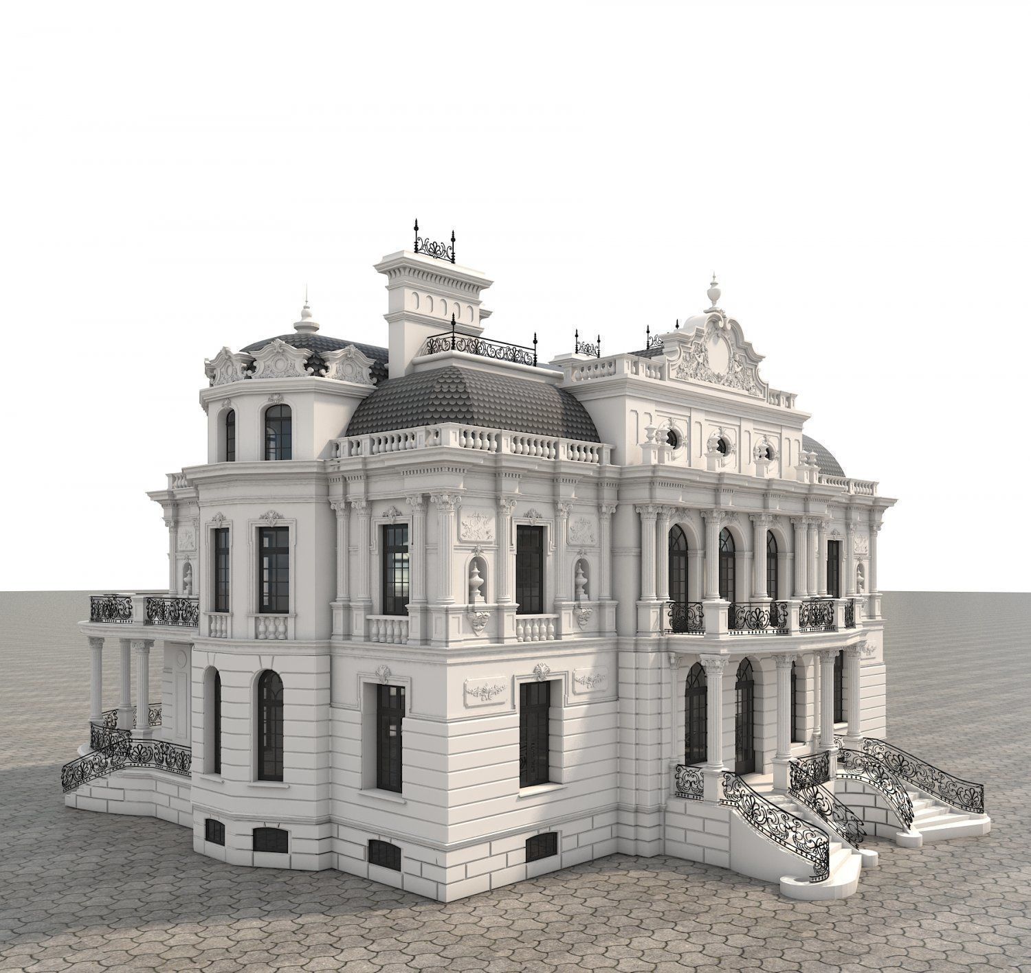 European Style Villa 2 3D model Low-poly 3D model_17