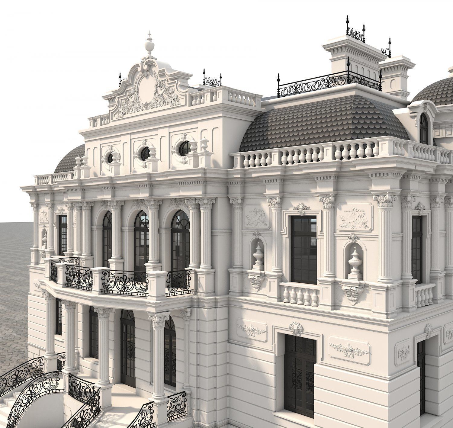 European Style Villa 2 3D model Low-poly 3D model_19