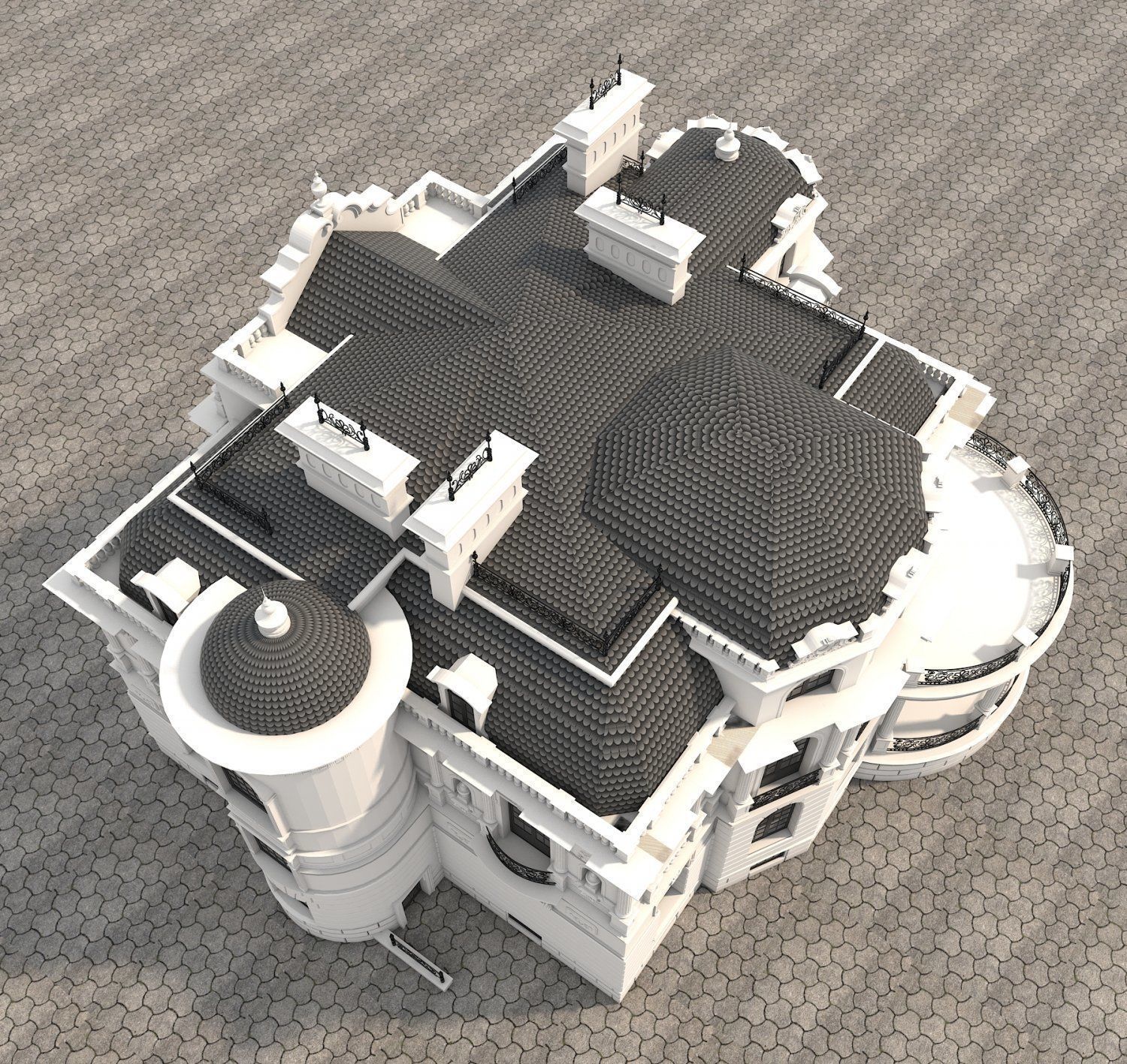 European Style Villa 2 3D model Low-poly 3D model_8