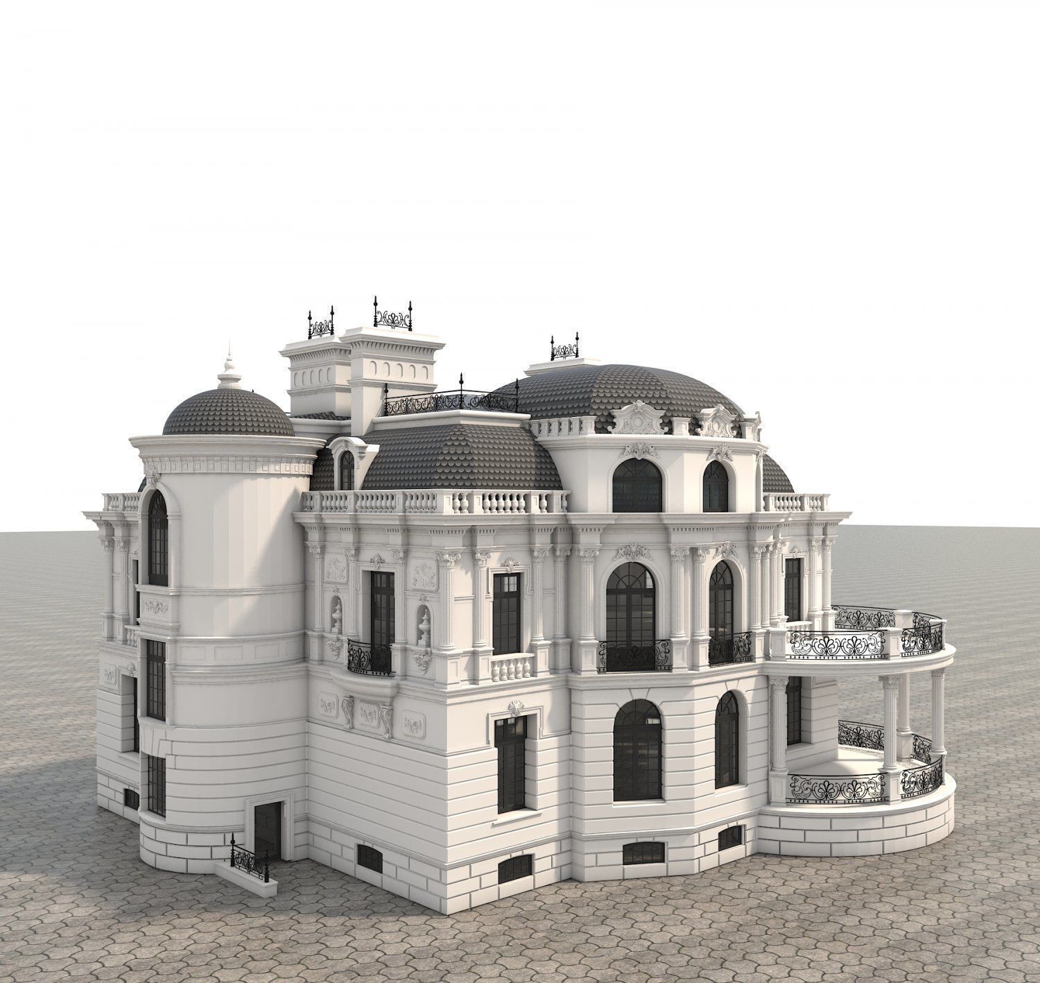 European Style Villa 2 3D model Low-poly 3D model_4