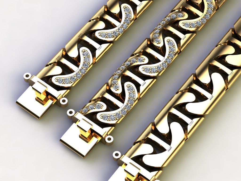 LUXURY chain bracelet necklace Just STL 3D model_3