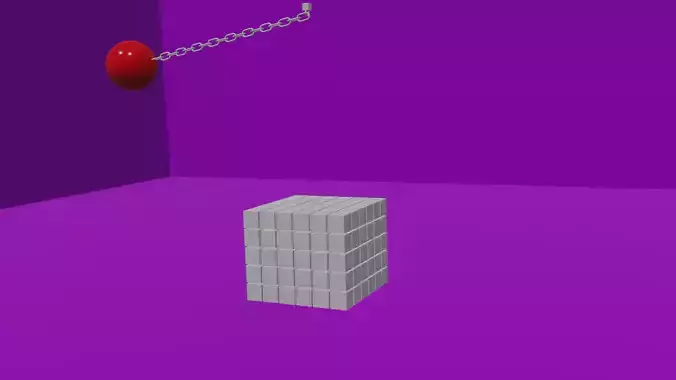 Ball hitting some cubes