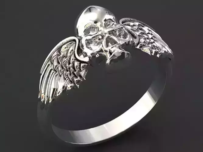 Winged skull ring