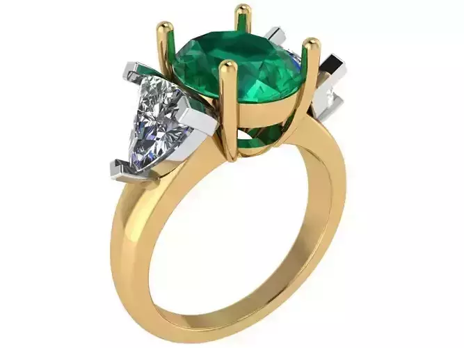 3 Stone Oval Basket Setting Ring 0632