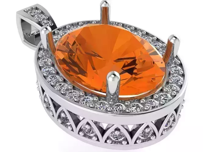 Oval Halo Pendant 0633