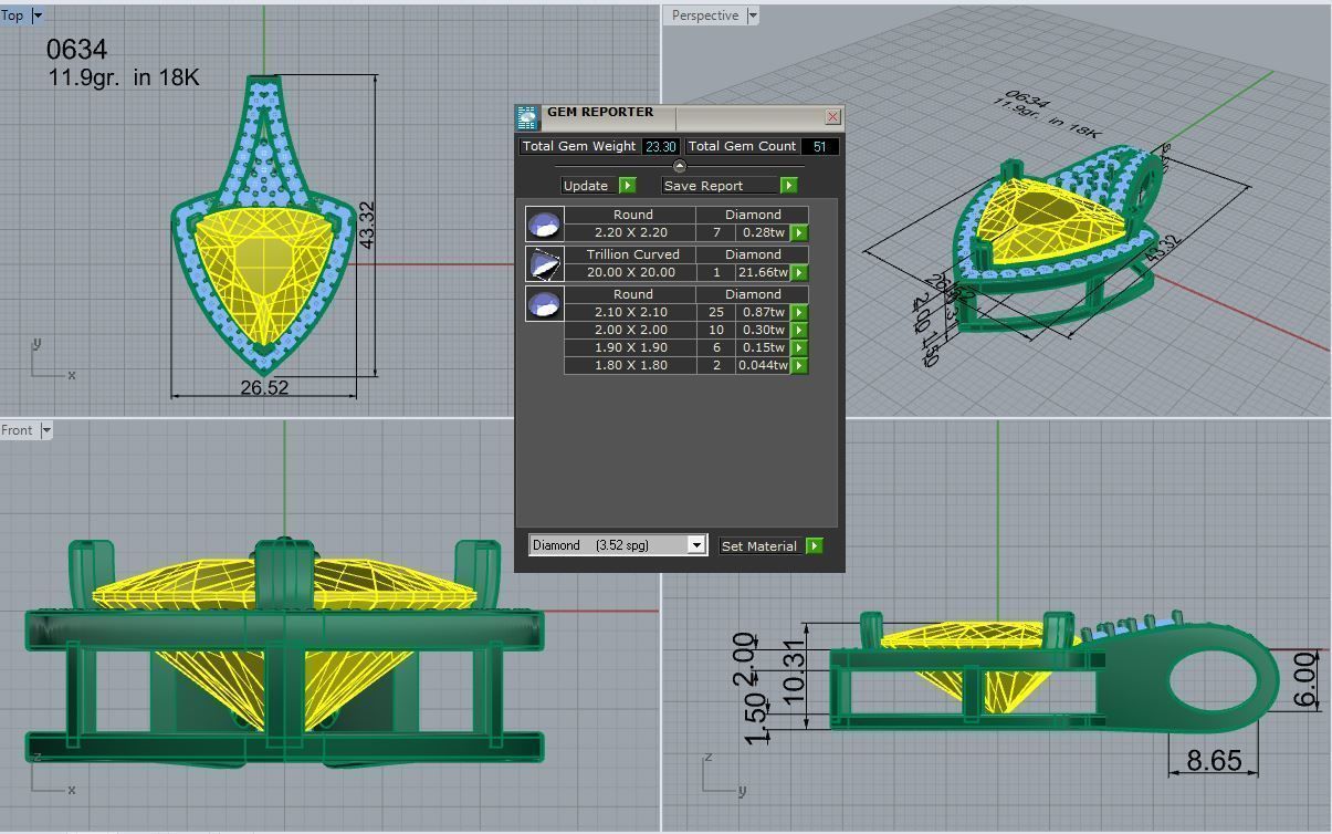 Trilliant Halo Pendant 0634 3D print model_4