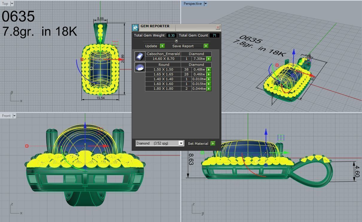 Cabochon Halo Pendant 0635 3D print model_4