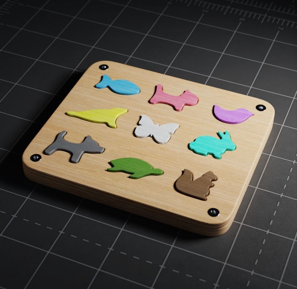 Wooden Puzzle Toy Triggering Cognitive Creativity 3D model_1