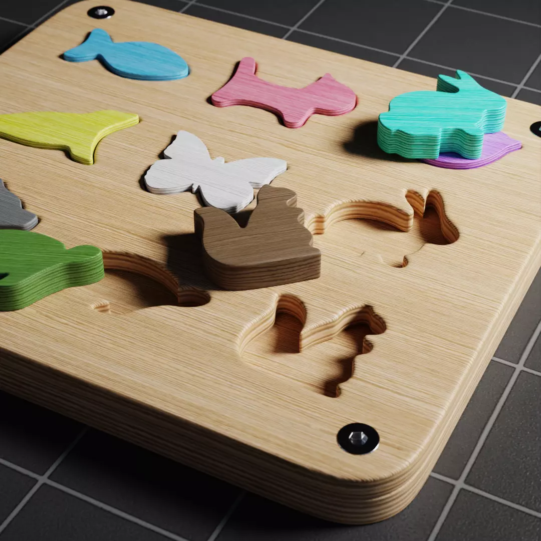 Wooden Puzzle Toy Triggering Cognitive Creativity 3D model_0
