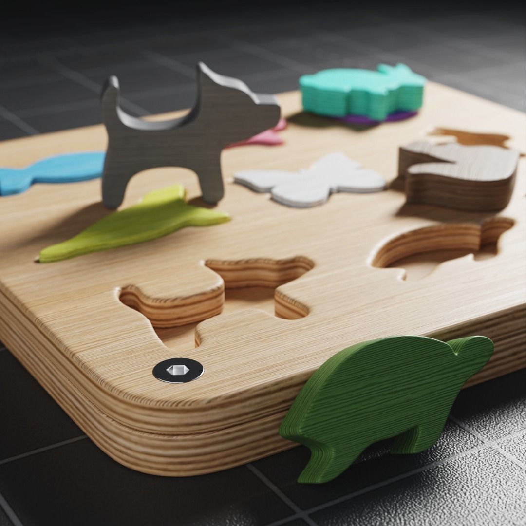 Wooden Puzzle Toy Triggering Cognitive Creativity 3D model_4