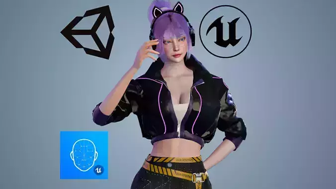 Cyber Girl - Game Ready
