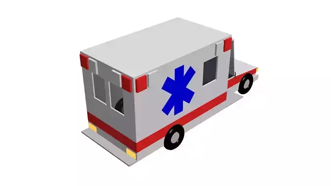 Low Poly Game Ready Ambulance Low-poly 3D model