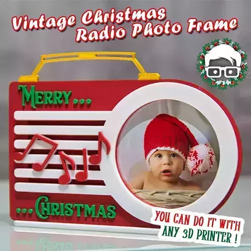 Vintage Christmas Radio Photo Frame BY AM-MEDIA  3D print model