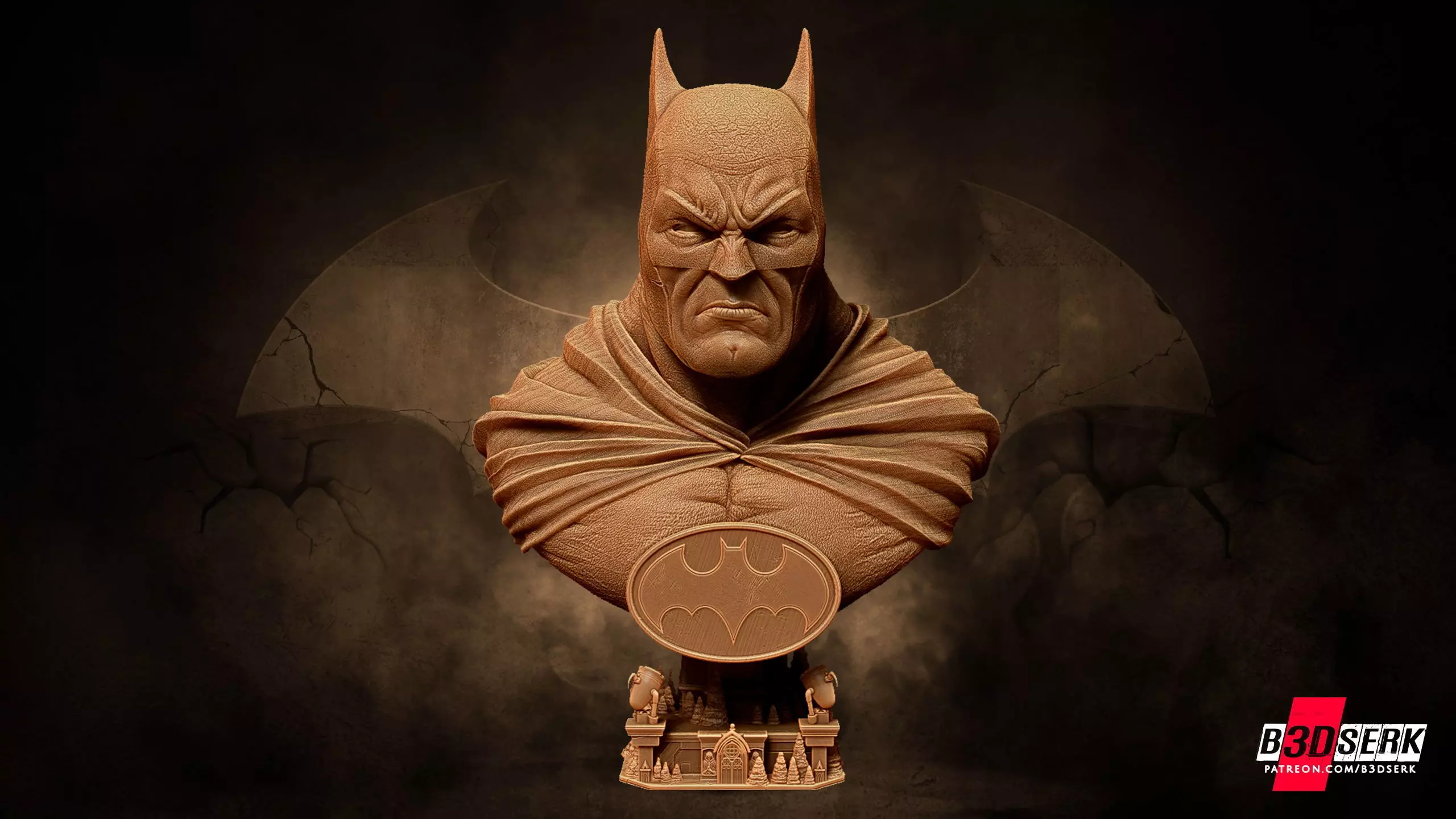 B3DSERK Batman Bust Tested for 3D printing 3D print model