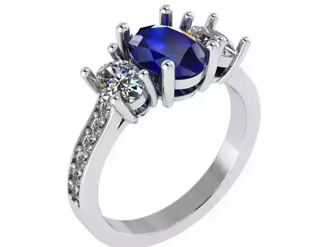 3 Stone Basket Setting Ring 0656