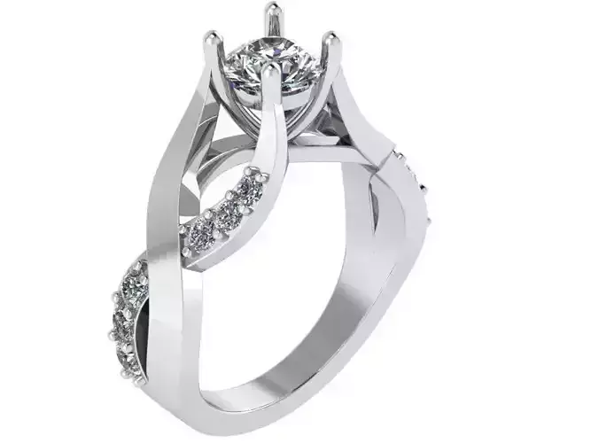 Round Diamond Twisted Ring 0661