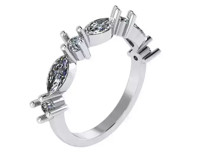 Diamond Band Ring 0663 3D print model