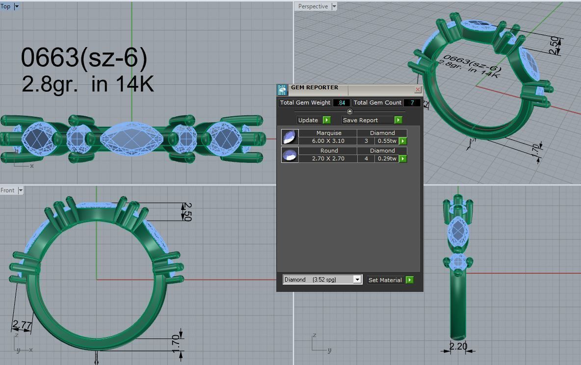 Diamond Band Ring 0663 3D print model_4