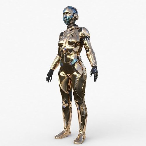 Cyborg Woman Gold  3D model