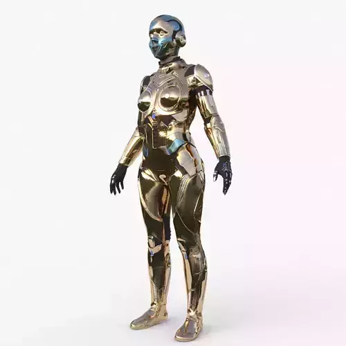 Cyborg Woman Gold  3D model