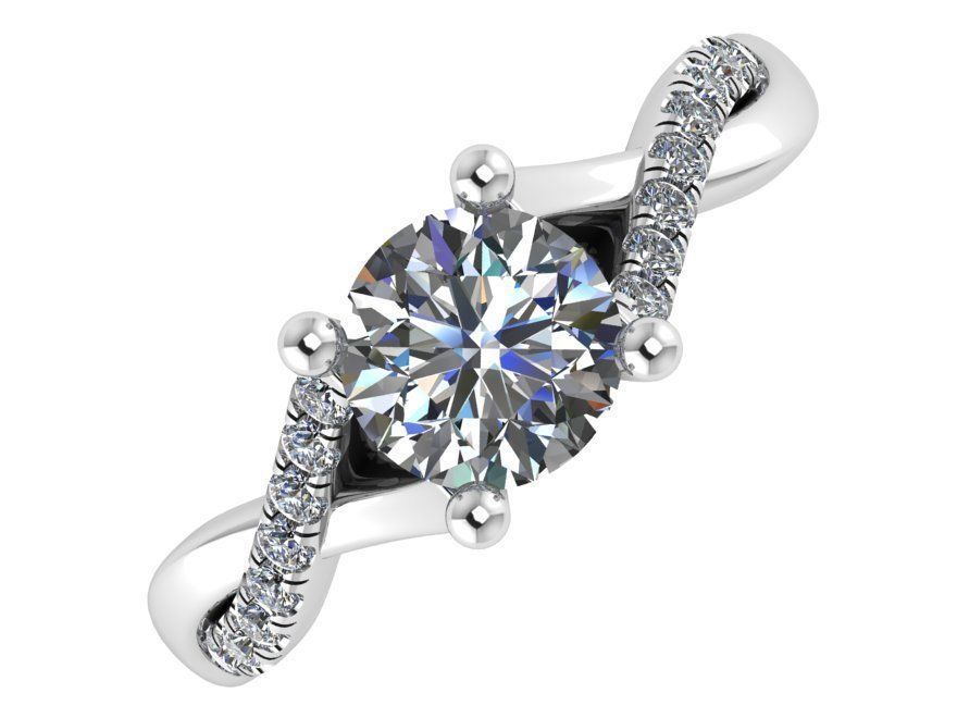 Round Diamond Twisted Ring 0676 3D print model_2