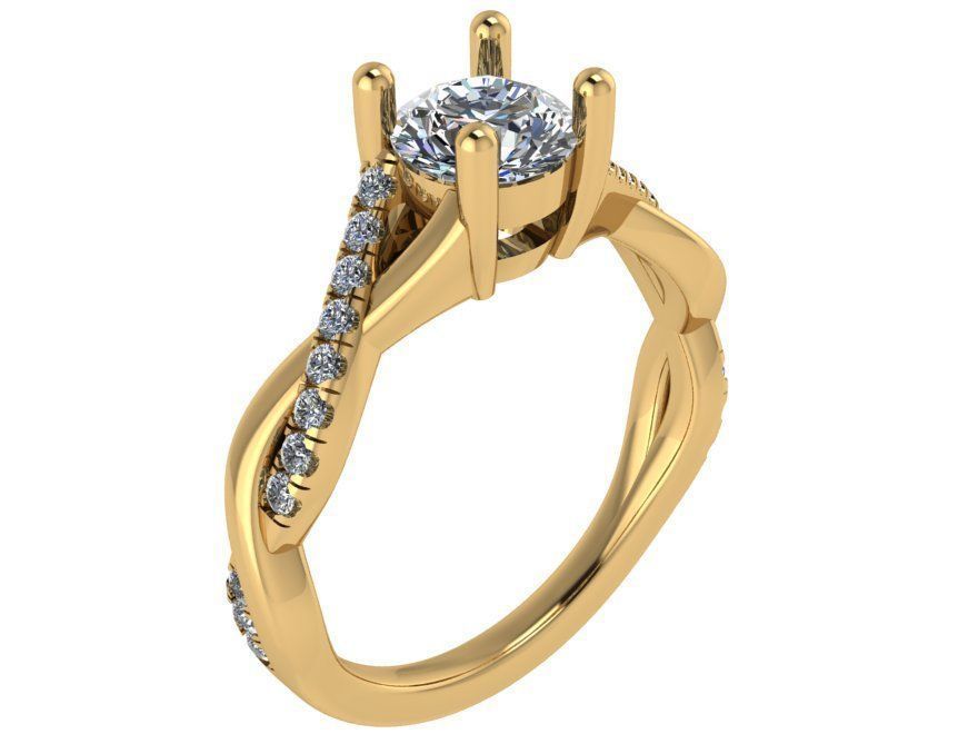 Round Diamond Twisted Ring 0676 3D print model_1