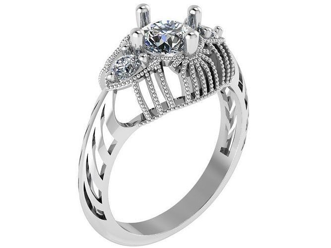 Diamond Engraved Ring 0681 3D print model