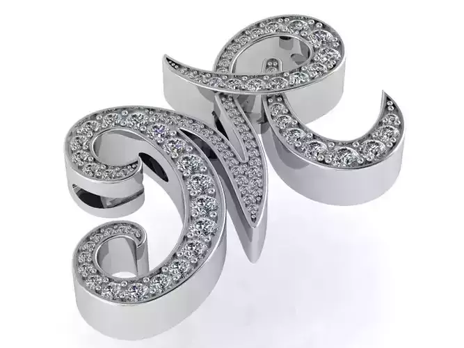 M Letter Diamond Pendant 0684