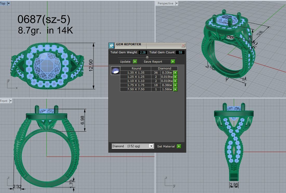 Halo Twisted Ring 0687 3D print model_4