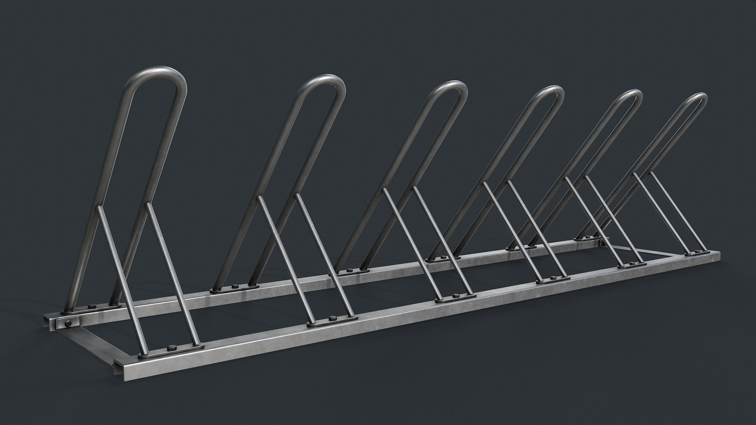 Bike Rack 7 PBR Game Ready Low-poly 3D model_7