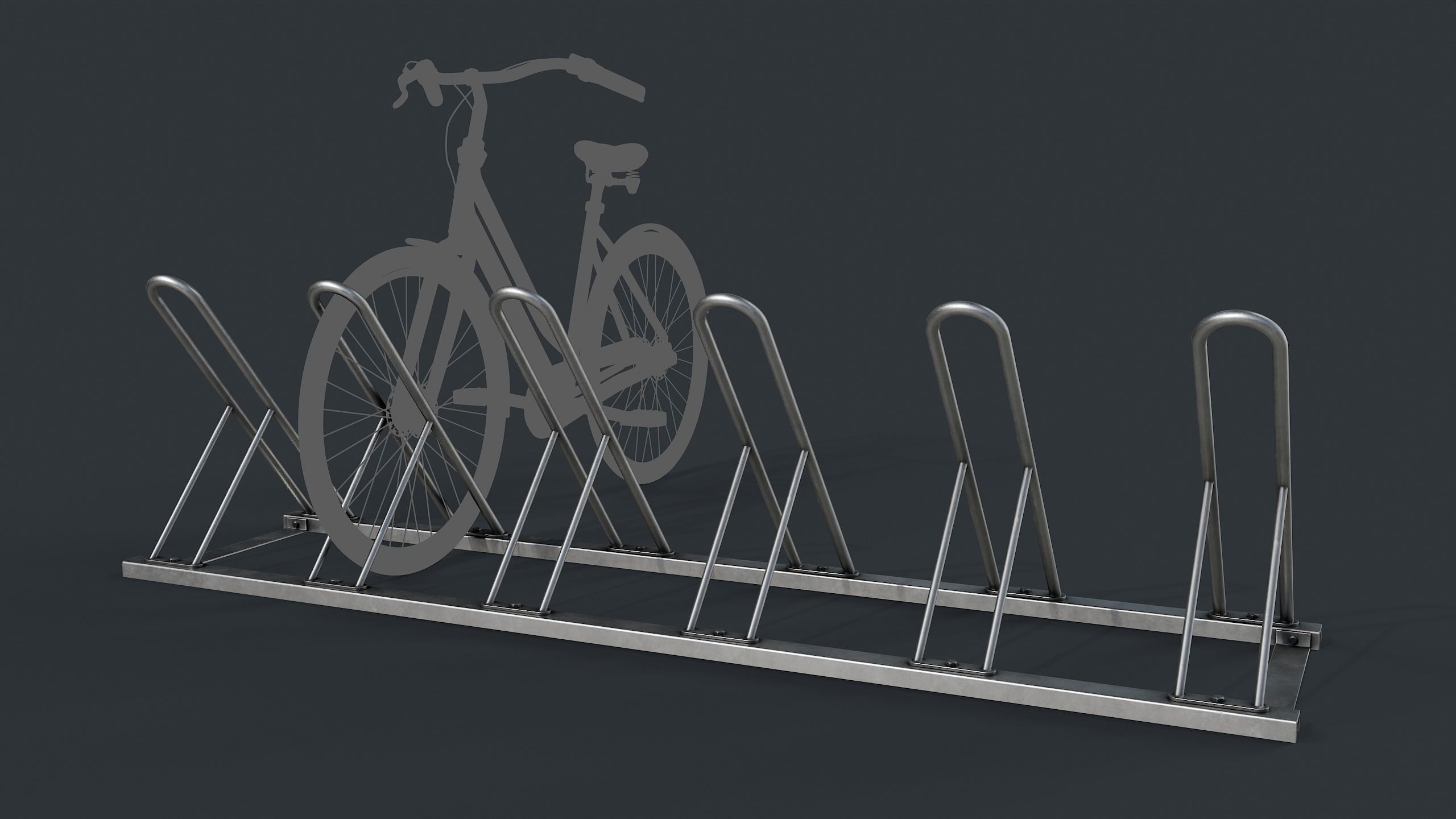 Bike Rack 7 PBR Game Ready Low-poly 3D model_2