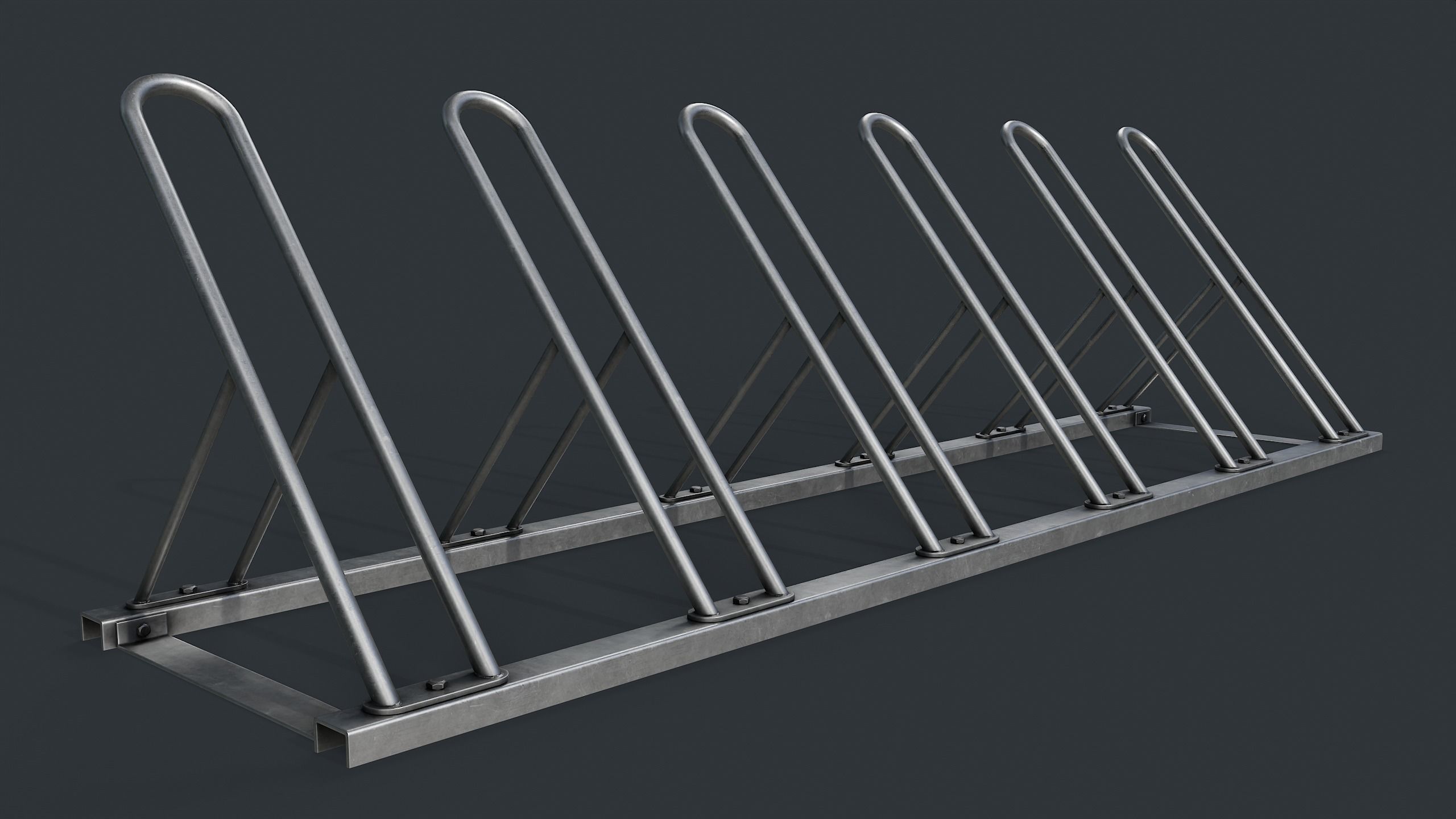 Bike Rack 7 PBR Game Ready Low-poly 3D model_4