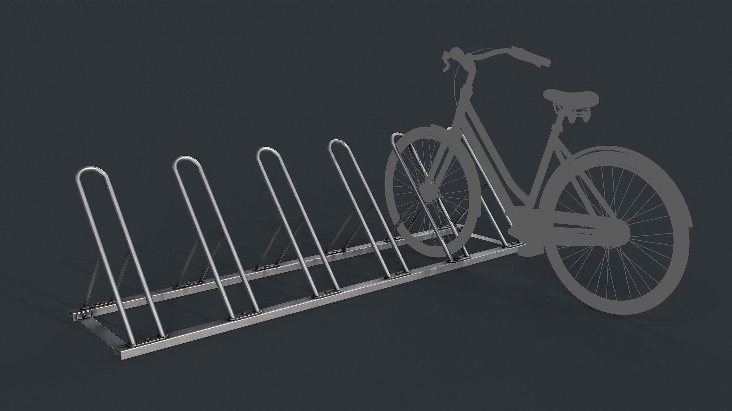 Bike Rack 7 PBR Game Ready Low-poly 3D model_1