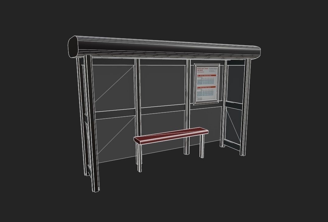 Bus stop Low-poly 3D model_10