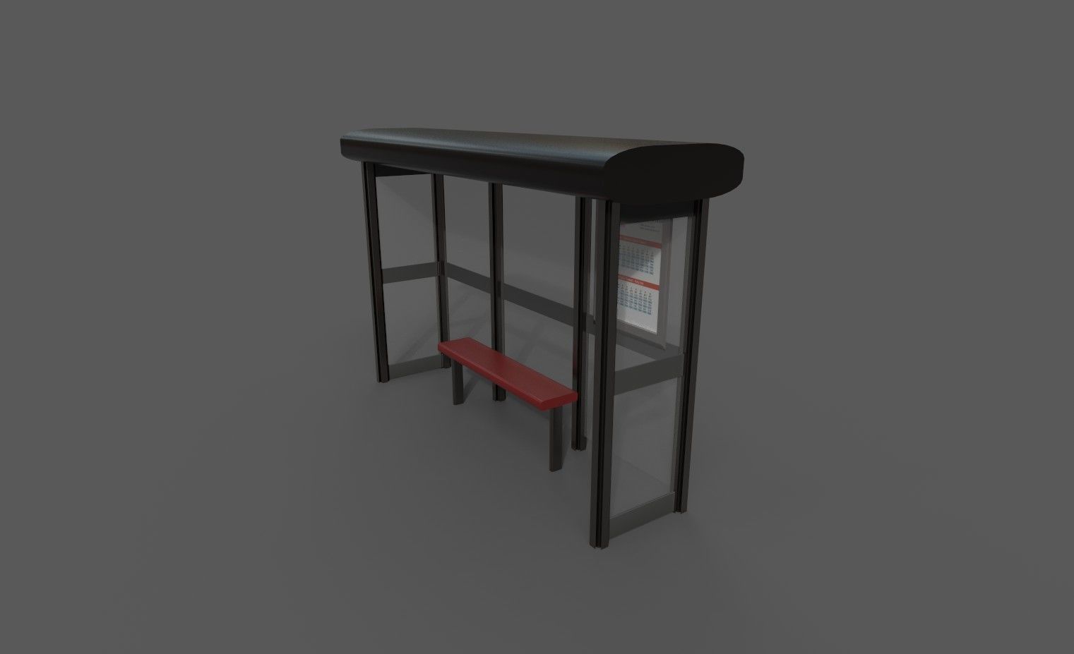 Bus stop Low-poly 3D model_24