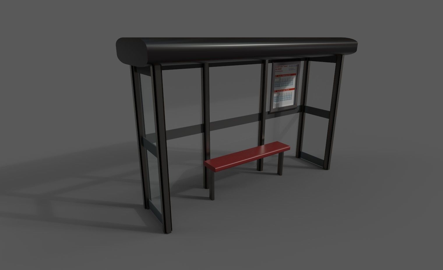 Bus stop Low-poly 3D model_2