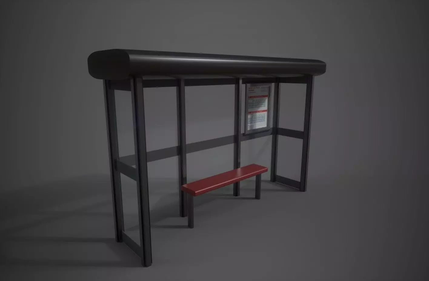 Bus stop Low-poly 3D model_0
