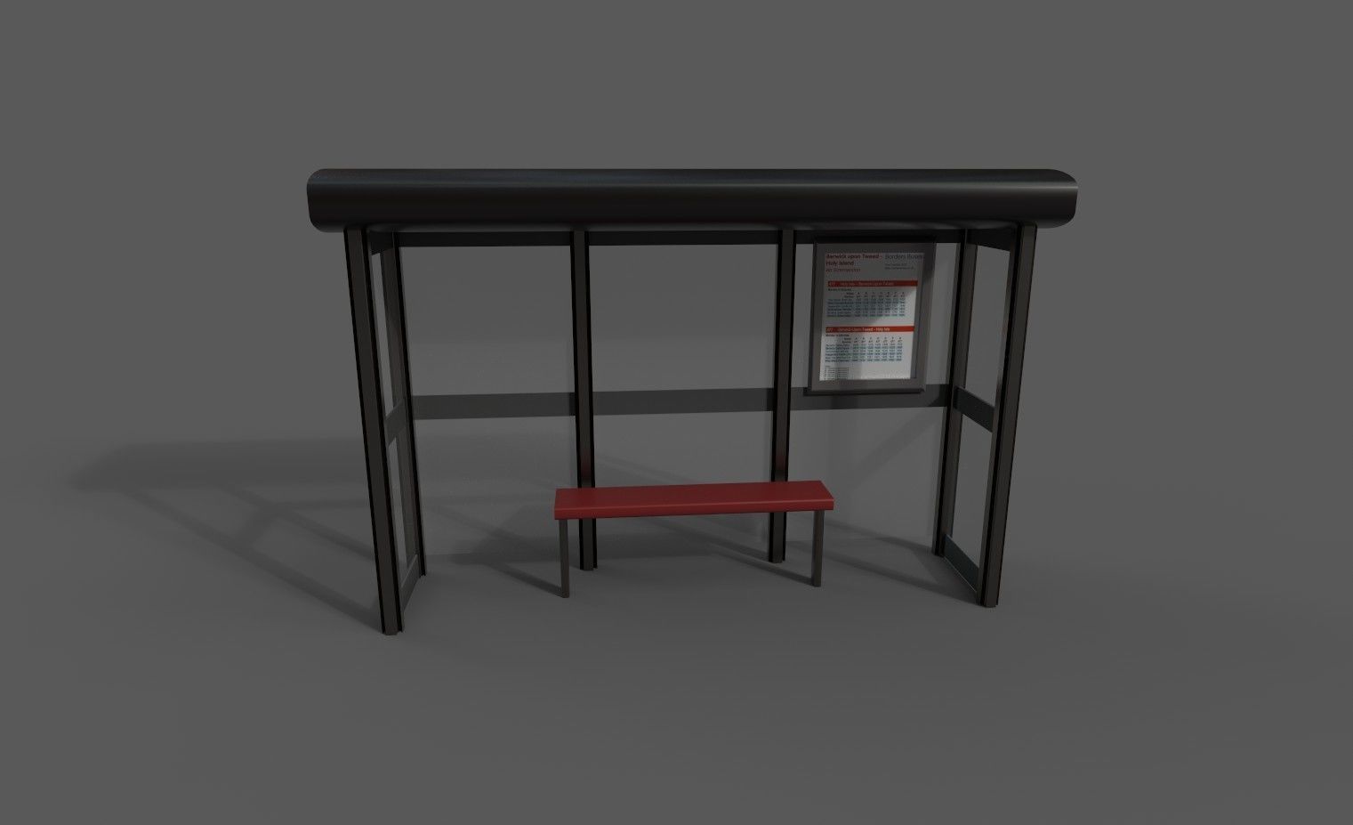 Bus stop Low-poly 3D model_19