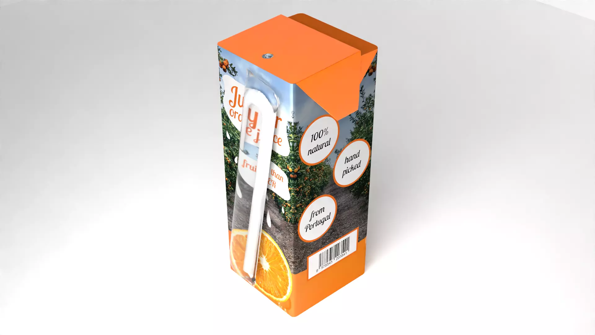 Juice box with straw plus plastic ready with UV Editing Low-poly 3D model_0